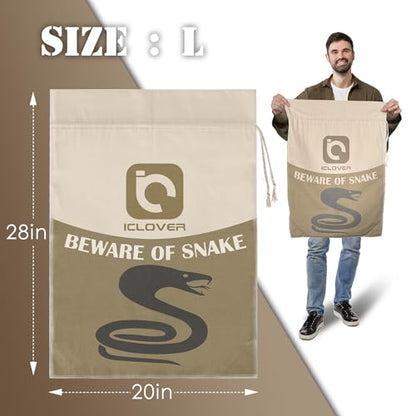 IC ICLOVER Snake Reptile Bag with Drawstring, Rattlesnake Bag for Transport | 20 x 28 Inch, with Sewn Bottom Safe Corners, Snake Bags for Moving Transporting Capturing Hunting Catching Large Reptile Sack