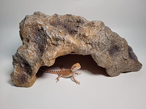 Reptile Simulation Rock Hideouts Cave Amphibian Hides Resin Habitat Decor Shelter for Gecko Leopard Lizards Toad Turtle (Large)