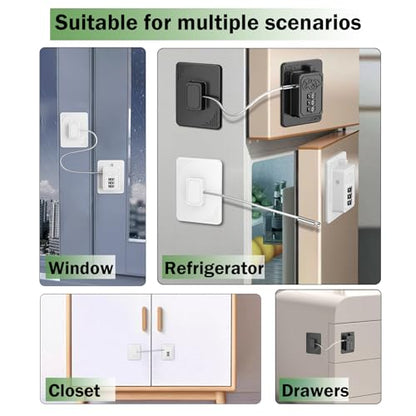 2 Pack Refrigerator Lock with 3 Digit Code, White | Easy Install Freezer Lock, Combination Lock, Child Proof Cabinet Locks, For Refrigerators, Drawers, Closets, Windows - color: White-2Pack