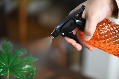 Glass Handheld Spray Bottle - 12oz Refillable Bottle ，Adjustable Nozzle Watering Can for Garden Plants Cleaning Solutions (Orange) - color: Orange