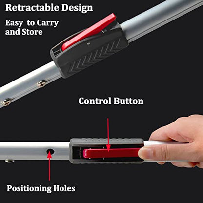 55‘’-87‘’Telescopic Snake Tong Reptile Grabber,Aircraft-Grade Aluminum Alloy Rattle Snake Catcher Wide Jaw Handling Tool with Lock，Also Get a 48‘’ Carbon Rod Snake Hook