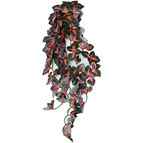 40cm/16in Aquarium Decorations Plants Artificial Fake Plastic Water Grass Plants for Fish Tank Aquarium Decor Artificial Hanging Plants - color: Red Leaves, size: 16inch