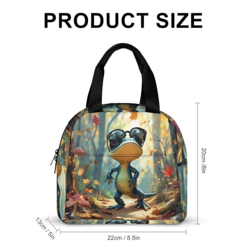 Funny Lizard Lunch Bag for Women Men | Insulated Lunch Box Leakproof Food Meal Containers Reusable Foldable 6L Capacity Lunch Tote Bags for Work Picnic Travel - color: Style 2
