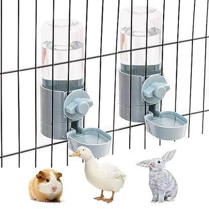kathson 2Pcs Rabbit Water Bottle 17 OZ Bunny Hanging Water Fountain Automatic Guinea Pig Water Dispenser No Leak Drinking Feeder for Bunny Chinchilla Hamsters Cat Dog Small Animals(Blue)