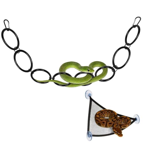 Snake Climbing Rings for Ball Python,Snake Enrichment Toys Ball with Hammock,Reptiletank Cage Decor Habitat Accessories for Terrarium