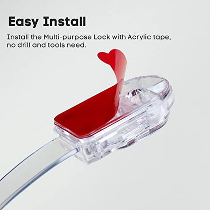EUDEMON 3 Pack Child Safety Locks, Childproof Strap Locks for Drawers, Fridges, Toilets, Cupboards, Ovens, Cabinets, Multi Use Baby Cabinet Latches, Easy to Install, No Drilling (Transparent) - color: Transparent