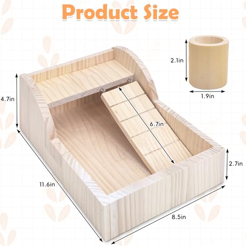 PINVNBY Hamster Sand Bath Box Wooden Small Animals Shower Room & Digging Sand Bath Container with Bowl for Dwarf Syrian Mice Mouse Gerbil and Other Small Animals