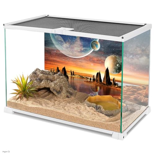 AWERT 72x16 inches Galaxy Aquarium Background Space Theme View of The Planets from Earth Fish Tank Background Hot Desert Terrarium Background - size: 72x16in/180x40cm
