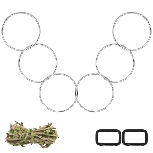 Snake Climbing Rings for Ball Python, Snake Climbing Accessories Ball Python Enrichment with 6 Rings, 1 Five-Meter Rope and 2 Climbing Buckles