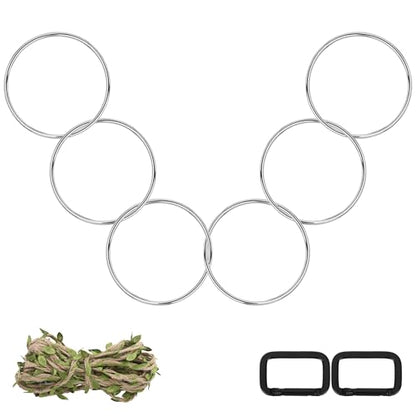 Snake Climbing Rings for Ball Python, Snake Climbing Accessories Ball Python Enrichment with 6 Rings, 1 Five-Meter Rope and 2 Climbing Buckles