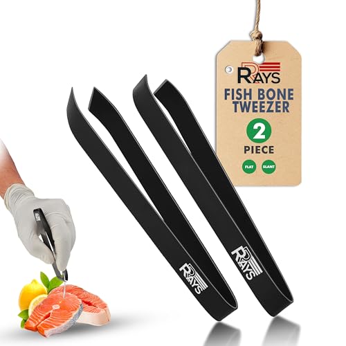 Fish Bone Tweezer Set,4.3" Stainless Steel 2 Piece, Flat and Slant tips Fish bone removal tool. - color: Fish Bone Tweezer Set