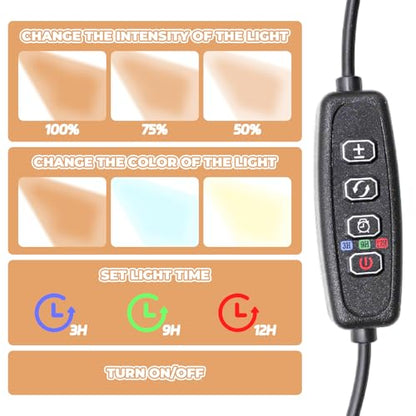 5W Grow Light for Vases Up to 5.9 Inches in Diameter, Terrarium Light with Controller for Adjust Brightness and Timer, Aquarium Plant Light