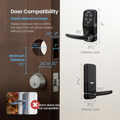 Lockly Secure Pro Wi-Fi Smart Lock with Handle | Keypad Keyless Entry Door Lock with Fingerprint,App Remote Control, Works with Alexa and Google, Auto Lock - color: Matte Black