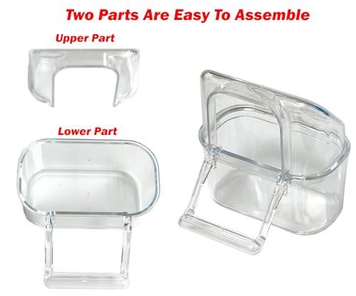 Lot of 4 Acrylic Clear Plastic Seed Food Water Feeder Hood Cups for Bird Parrot Cage with Spring Lock Feeder Doors