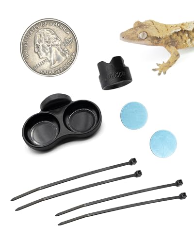 Pangea Microdish Kit for Micro Gecko Feeding, Water Bowl for Tiny Reptiles | Zip Ties Included 1.25in x .75in - size: XS Dual Branch Mount