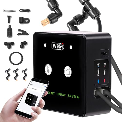 lyrlody Rainforest Terrarium Spraying System - 360° Rotation Nozzle, APP Control, Fine Mist, Compact Design, Flexible Water Input (10m 4 nozzles)