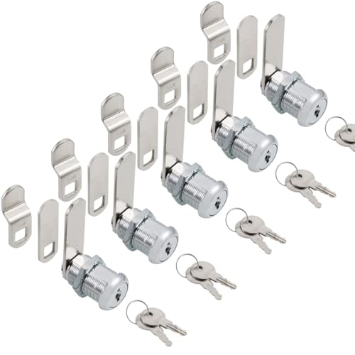 Cabinet Cam Locks Keyed Alike, 1” Cylinder Cam Locks for Tool Box RV Compartment Mailbox Vending Machine Drawer File Cabinet, Fits 3/4” Max Panel Thickness, Chrome Finish with 3 Cams and 2 Keys - size: 1 Inch