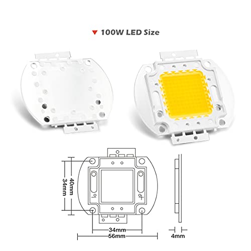 CHANZON High Power Led Chip 100W Warm White 3000K - 3500K | (3000mA / DC 30V - 34V / 100 Watt) Super Bright Intensity SMD COB Light Emitter Components Diode Bulb Lamp Beads DIY Lighting - color: A) Warm-white (3000k)