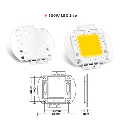 CHANZON High Power Led Chip 100W Warm White 3000K - 3500K | (3000mA / DC 30V - 34V / 100 Watt) Super Bright Intensity SMD COB Light Emitter Components Diode Bulb Lamp Beads DIY Lighting - color: A) Warm-white (3000k)