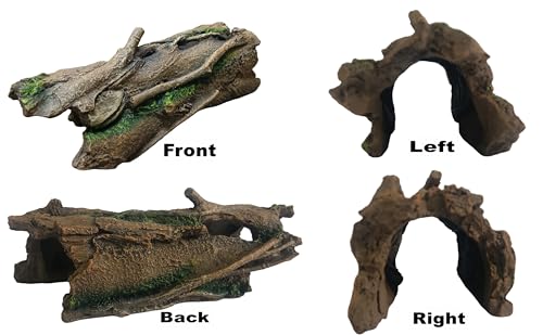 Nature-Inspired Hideout:The Best Bark-Texture Hide for Reptile or Fish - size: Small