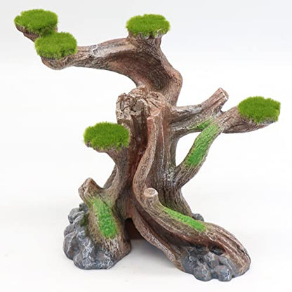 relaqcc Reptile Decor Aquarium Decorations Artificial Moss Resin Fish Tank Rocks Simulation Hollow Tree Leopard Gecko Trunk Accessories Aquarium View（Medium） - size: Medium-A