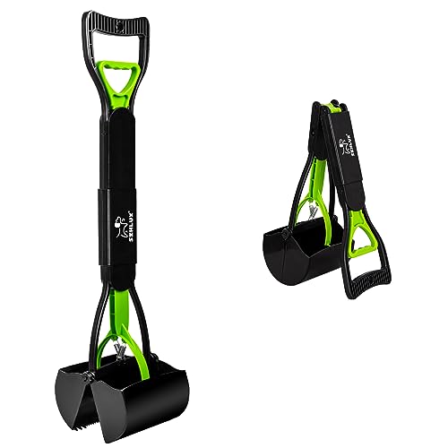 SZHLUX 28" Pooper Scooper, Foldable Dog Pooper Scooper with Unbreakable Material and Durable Spring for Grass and Gravel, Green - color: Green, size: 28 inch