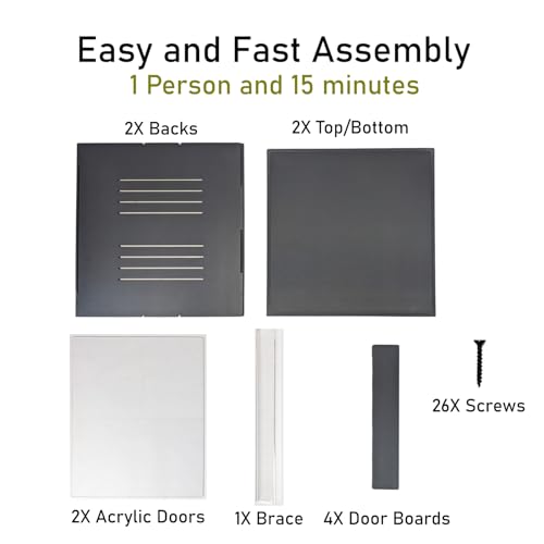 Premium PVC Reptile Enclosure, 40 Gallon, Easy Assembly, Moisture-Proof, Heat Retention, Sliding Doors, Ventilation, Bio-Active Setups, Non-Reflective Black Finish, Made in USA (Clear Brace) - color: Clear Brace