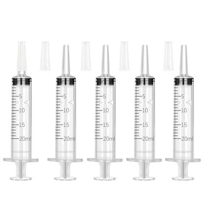 20ml Syringe with Measurement for Scientific Labs, Feeding Pets, Refilling and Measuring Liquids,Dispensing,with Cap (5PCS, 20ml) - size: 5PCS-20ml