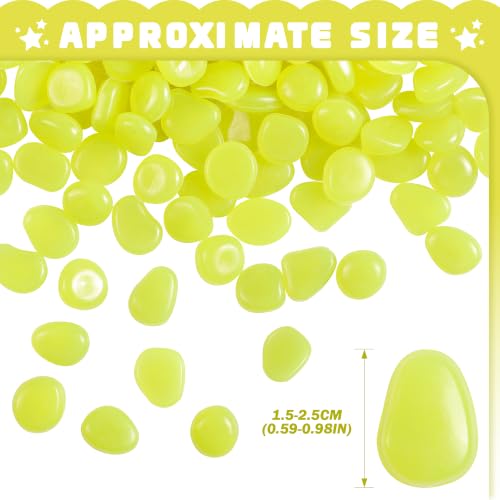 OSOPOLA 150 PCS Glow in The Dark Rocks - Yellow Luminous Stones | Fish Tank Accessories Turtle DIY Decor Pebbles for Fairy Garden Yard FD05YL150 - color: Yellow/150 pcs, size: 2.5x2x0.5cm