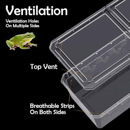 6 Pack Turtle Tank Breeding Box Horned Frog Plastic Portable Feeding Container for Small Reptile Amphibian Horned Frog Turtle Tortoise