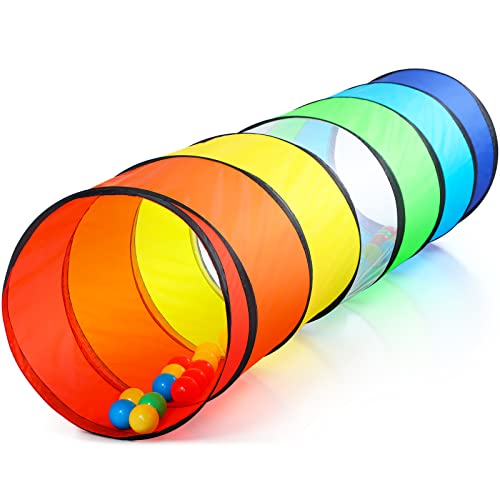 PigPigPen Kids Tunnel for Toddlers,Pop Up Play Tunnel Tent for Babies or Dogs, Indoor & Outdoor Toys for Kids Backyard Playset (Rainbow Play Tent) - style: Rainbow play tent