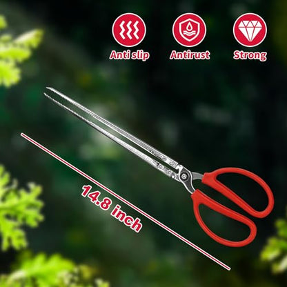Heavy Duty Snake Feeding Tongs, Stainless Steel Reptile Feeding Tongs | 15" Extra Long Snake Tongs For Ball Python, Fish Aquariums, Reptiles Snakes, Tank Accessories Terrarium Supplies