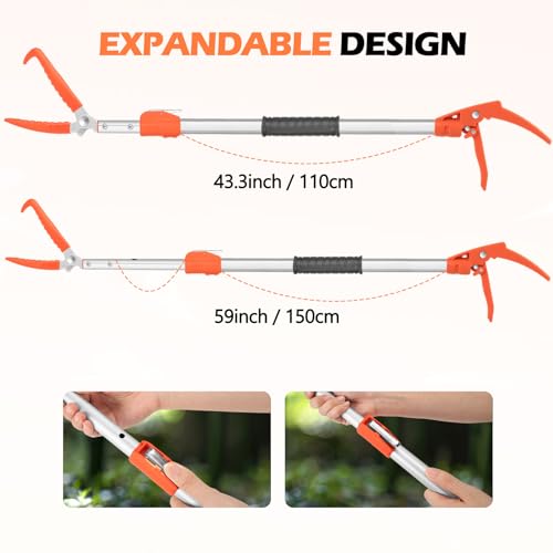 Snake Grabber Tool, 60” Professional Aluminum Alloy Telescopic Rattle Snake Tongs, Reptile Grabber Snake Catcher Wide Jaw Handling Tool with Lock - size: 65 inch