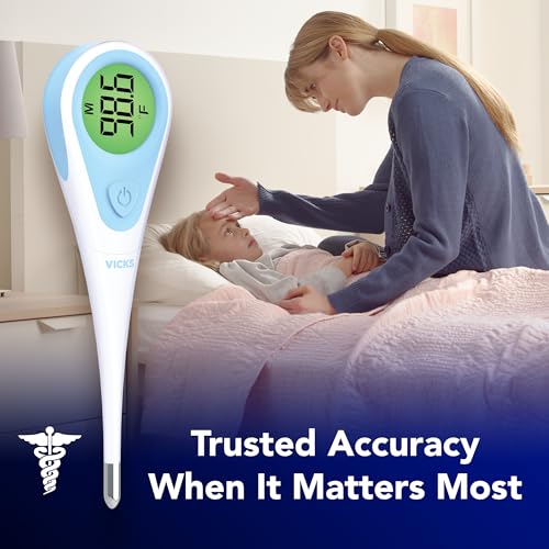 Vicks SpeedRead Digital Thermometer for Baby, Kids & Adults | Color-Coded Readings in 8 seconds, Oral, Baby Rectal Thermometer or Under The Arm, Water Resistant - size: 1 Count (Pack of 1)