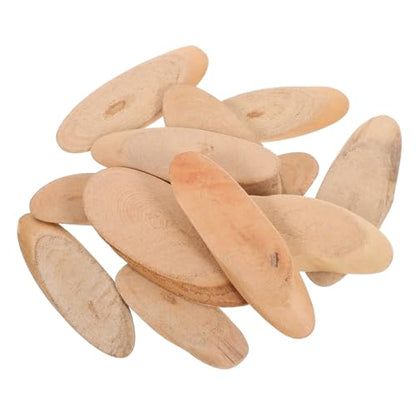 EXCEART 25Pcs Oval Driftwood Slices Natural Wood Blanks for DIY Crafts Coastal Vase Filler Home Decor 3.15X1.1X0.28 Inches - size: 8.00X2.80X0.70CM