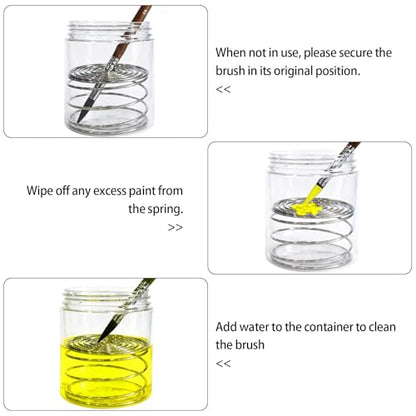 4Pcs Paint Brush Cleaner Tool,Paint Brush Cleaner with Aluminum Coil Brush Cleaning Tank for Painting Water Oil Acrylic Art Supplies