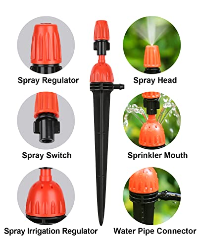 25pcs 1/4" Drip Irrigation Emitters for Garden Drip Irrigation System | Adjustable 360 Degree Water Flow Dripper,Water saving Irrigation Sprayers for Flowerbed,Vegetable,Garden Plants Watering - size: 25pcs Misting+Spraying Drippers