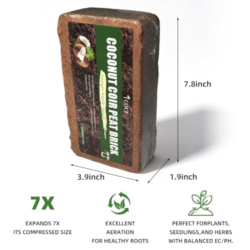 Coco Coir Brick - with Low EC & pH Balance, High Expansion Coco Peat Seed Starter Soil for Potting Mix, Hydroponics, Mushroom Substrate & Reptile Bedding（10Pcs） - size: 10Pcs