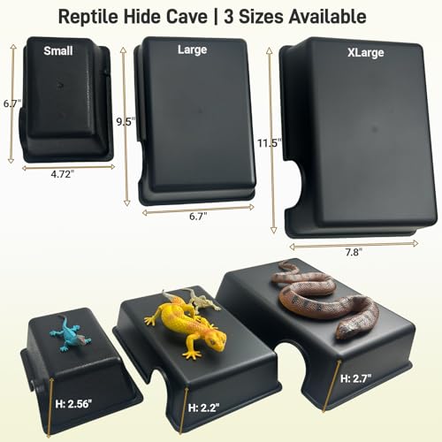 Small Humid Hideout Cave for Reptiles, Snake Hide for Ball Pythons, Gecko Hide, Leopard Geckos, Bearded Dragons,Compact Terrarium Decor with Easy-Clean Design (6.70"x4.72"x2.56") - size: Small (1 Count)