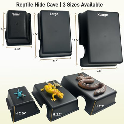 Small Humid Hideout Cave for Reptiles, Snake Hide for Ball Pythons, Gecko Hide, Leopard Geckos, Bearded Dragons,Compact Terrarium Decor with Easy-Clean Design (6.70"x4.72"x2.56") - size: Small (1 Count)