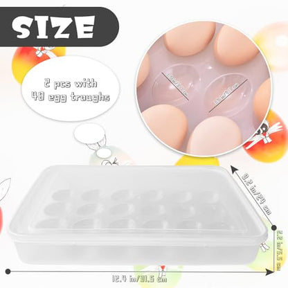 Deviled Egg Containers with Lid, (Set of 2),Stackable Plastic Egg Holder for 48 Eggs,Clear Egg Storage Holder for Fridge,Keep Fresh,Easter,Thanksgiving Party Kitchen Supplies - size: 48 Eggs