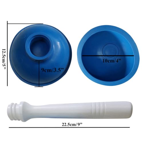 Drain Plunger, Mini Sink Unclogger, Small 4-Inch Clog Remover | Rubber Cup Hand Plumber Helper, Force Tiny Compact Tool with 9" Short Handle for Kitchen Bathroom, Toilet, Shower, Bath Tub - color: Blue