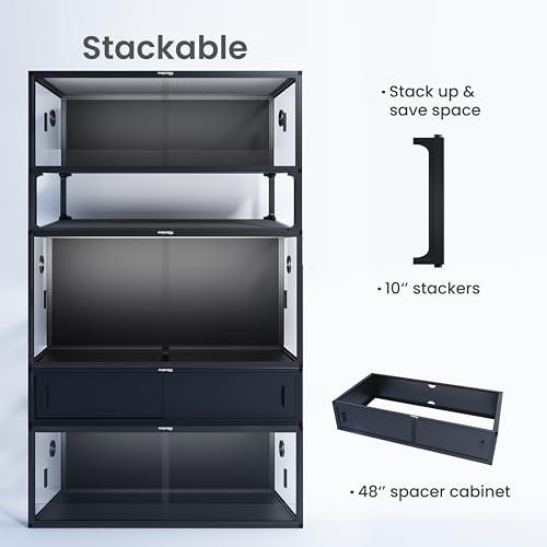 120 Gallon Bearded Dragon Tank,48" x 24" x 24" Reptile Tank with Sliding Door Top Screen Ventilation, Front Opening Reptile Enclosure for Easy Maintenance | Stackable 4x2x2 Reptile Enclosure,Optimal Ventilation & Light Penetration by Rust Proof Mesh Top,E