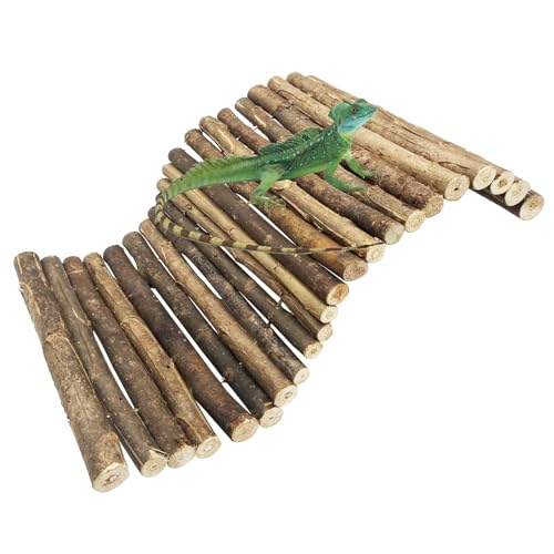 BNOSDM 18.89"x 12.99" Reptile Hideout Wooden Bridge Lizard Hide Caves Bearded Dragon Habitat Accessories for Gecko Snake Frog Chameleon Iguana Tortoise
