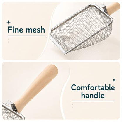Bearded Dragon Sand, Stainless Steel Cat Litter Scoop Heavy Duty Reptile Sand Sifter Fine Mesh Litter Box Scoop Shovel for Lizard, Gecko, Bearded Dragon Bedding, Cat Pooper Lifter | Heavy Duty Reptile Sand Sifter Fine Mesh Litter Box Scoop Shovel for Liza