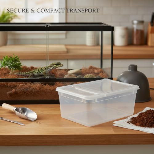 Small Plastic Terrarium Container, Clear PP Habitat Box for Reptiles & Amphibians, 6.7 x 4.1 x 2.8 Inches, White