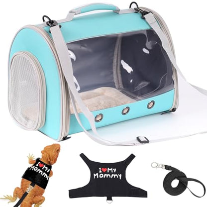 Small Animal Travel Backpack Carrier,Portable Bearded Dragon Bag for Sugar Glider,Hedgehog,Rat,Bunny,Rat,Outdoor Used (Green, Carrier L+ I Leash) - color: Green