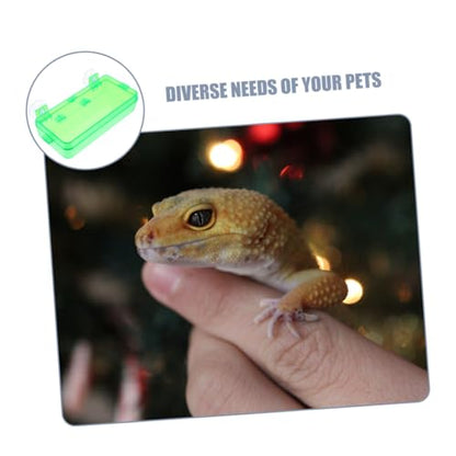 Abaodam Escape Prevention Reptile Feeder Bowl Multi-Function Food and Water Bowl Gecko Tank Accessory Chameleon and Bearded Dragon Feeder Easy to Clean and Detachable Design - color: Light Green, size: 9.00X6.00X3.50CM