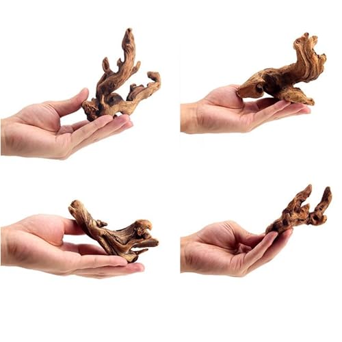 YZHZOM Small Natural Driftwood for Aquarium Styling Carefully Selected Natural Aquarium Decor Driftwood for Reptile Tank Reptile Tank Wood Decor (Driftwood 4-6inch 4pcs) - style: Driftwood 4-6inch 4pcs