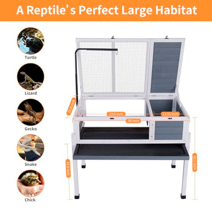 Nicedday Tortoise Habitat with Adjustable Lamp Holder Indoor Tortoises Enclosure for Small Animal Lizards Hamster Snake Turtle Habitat Reptile Cage